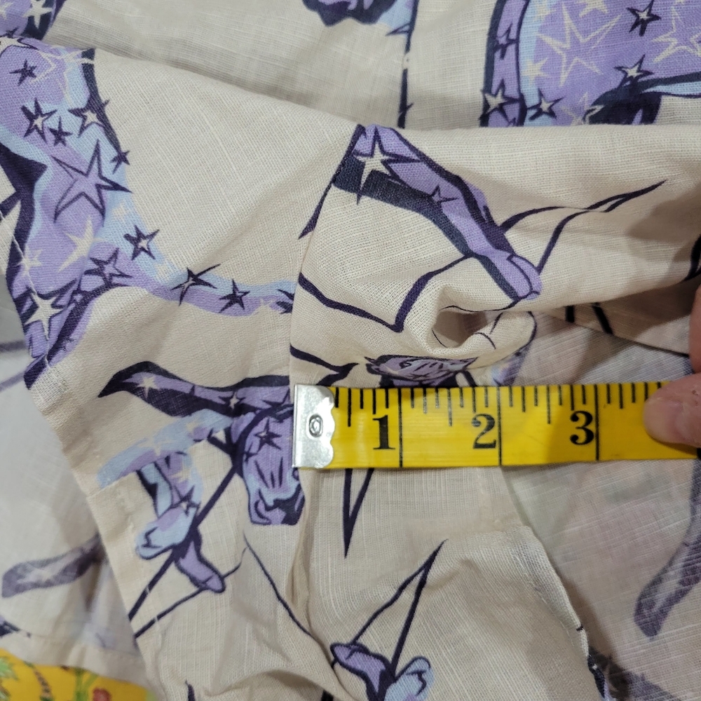 Las Surenas Leopard Stars Blue Linen/Cotton Size S New - Picture 9 of 9